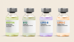 Vials of some of the Vitamin Shot Options provided at LT Clinics in Colleyville and Fort Worth